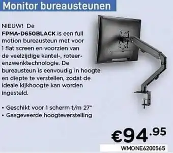 CompuDeals Newstar monitor bureausteunen fpma-d650black aanbieding
