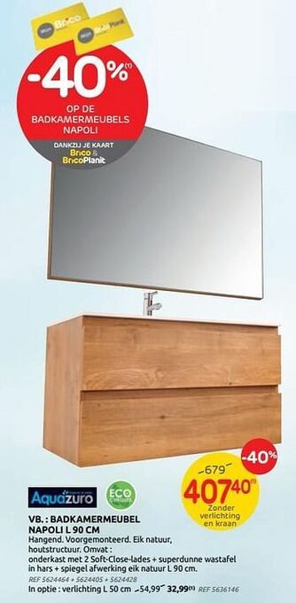 Brico Badkamermeubel napoli l 90 cm aanbieding