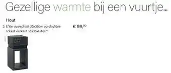 E`lite vuurschaal op clayfibre sokkel vierkant