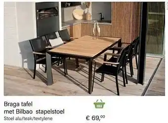 Multi bazar Bilbao stapelstoel alu-teak-textylene aanbieding