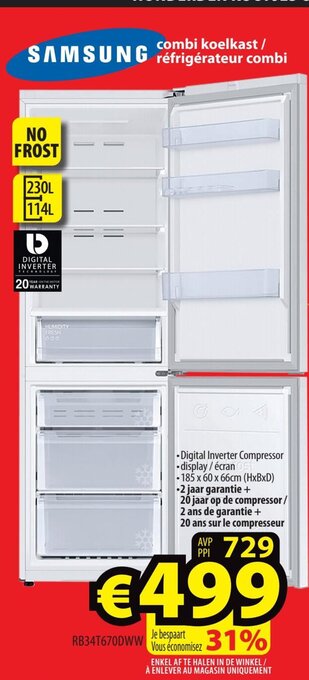 ElectroStock Samsung combi koelkast refrigerateur combi aanbieding