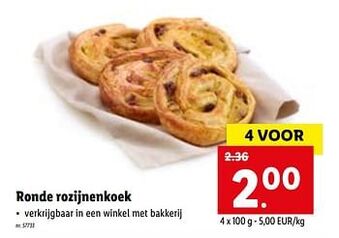 Lidl Ronde rozijnenkoek 100 g aanbieding