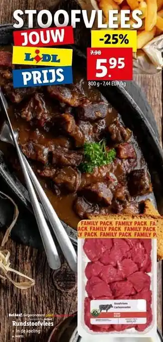 Lidl Rundstoofvlees 800 g aanbieding