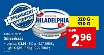 Lidl Smeerkaas 320-330 g aanbieding