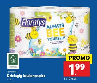 Lidl Floralys Drielagig keukenpapier aanbieding