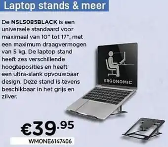 CompuDeals Newstar laptop stands + meer nsls085black aanbieding