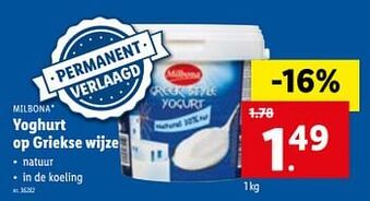 Lidl Yoghurt op griekse wijze aanbieding