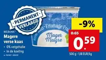 Lidl Magere verse kaas 500g aanbieding