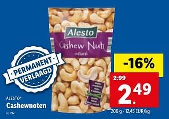 Lidl Cashewnoten 200g aanbieding