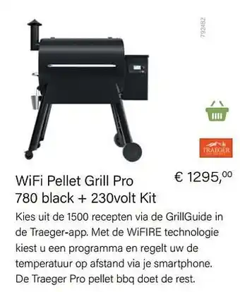 Multi bazar Wifi pellet grill pro 780 black + 230volt kit aanbieding