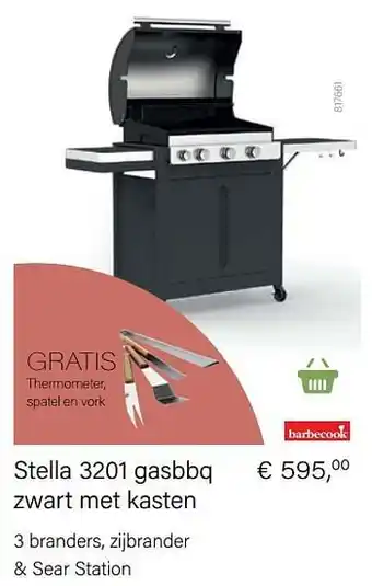Multi bazar Stella 3201 gasbbq zwart met kasten aanbieding
