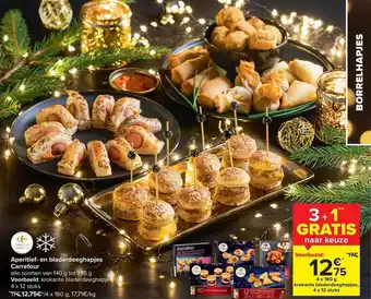 Carrefour Aperitief en bladerdeeghapjes aanbieding
