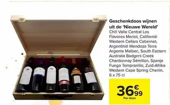 Carrefour Geschenkdoos wijnen uit de nieuwe wereld aanbieding