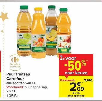 Carrefour Puur fruitsap aanbieding