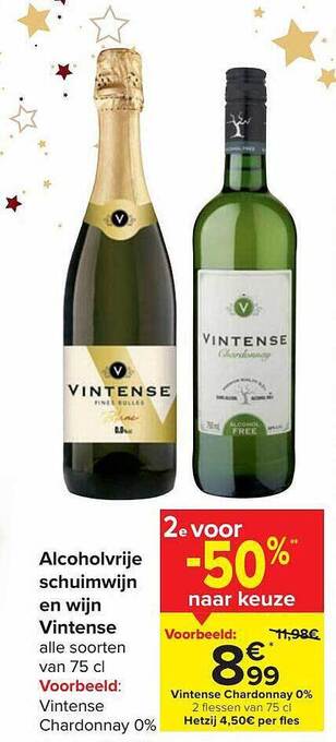Alcoholvrije schuimwijn en wijn vintense
