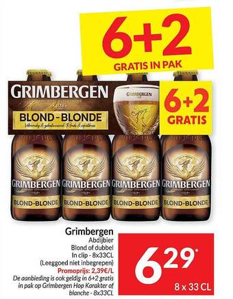 Intermarché Grimbergen abdijbier blond of dubbel aanbieding