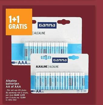 GAMMA Alkaline batterijen aa of aaa aanbieding