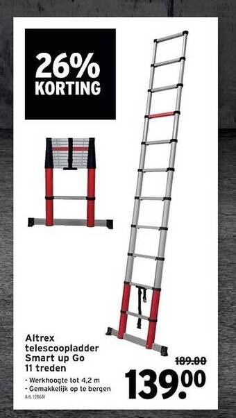 GAMMA Altrex telescoopladder smart up go 11 treden aanbieding