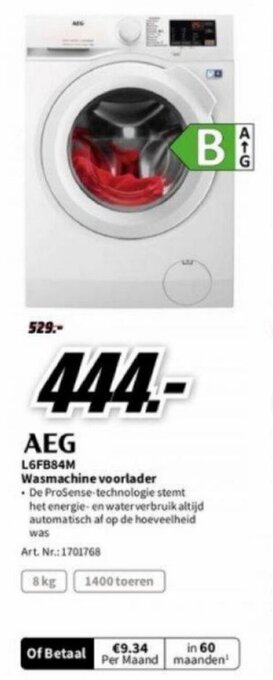 MediaMarkt AEG Wasmachine voorlader aanbieding