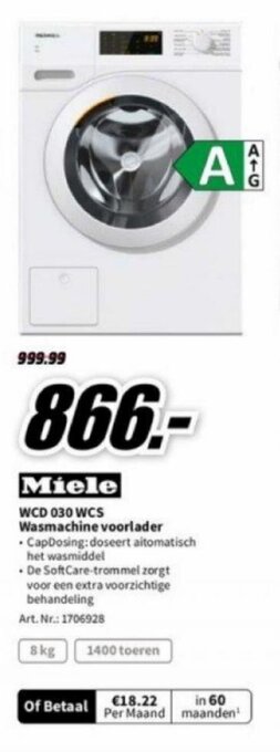 MediaMarkt Miele WCD 030 WCS Wasmachine voorlader aanbieding