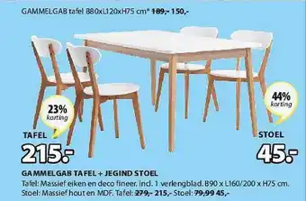 Jysk Gammelgab Tafel + Jegind Stoel aanbieding