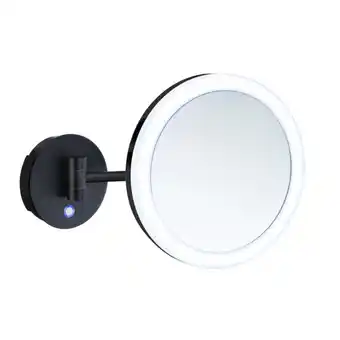 Smedbo outline spiegel led 20cm 5x vergrotend wandmontage batterij mat zwart