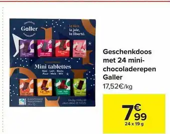 Carrefour Geschenkdoos met 24 mini-chocoladerepen galler aanbieding
