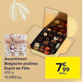 Carrefour Assortiment belgische pralinés esprit de fête aanbieding