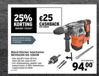 GAMMA Black + decker boorhamer behs03k-qs 1250w aanbieding