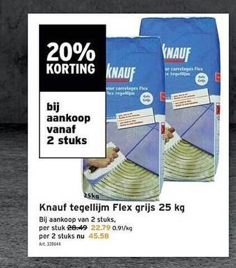 GAMMA Knauf tegellijm flex grijs 25 kg aanbieding