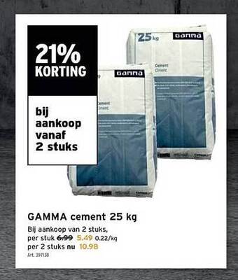GAMMA Gamma cement 25 kg aanbieding