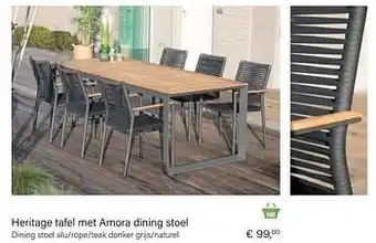 Amora dining stoel alu-rope-teak donker grijs-naturel
