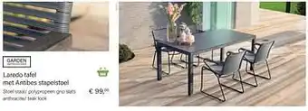 Multi bazar Antibes stapelstoel staal- polypropeen grip slats anthracite- teak look aanbieding