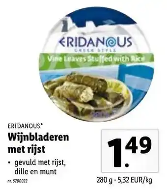 Lidl Wijnbladeren met rijst 280g aanbieding