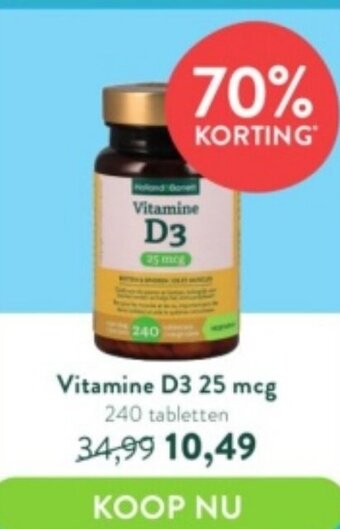 Holland & Barrett Vitamine D3 25 mcg 240 Tabletten aanbieding