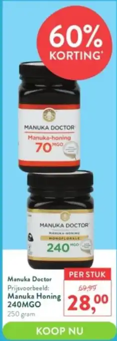 Manuka Doctor Manuka-Honing 240MGO 250gram