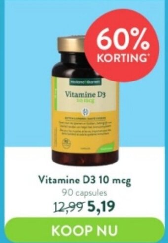 Holland & Barrett Vitamine D3 10mcg 90 Capsules aanbieding