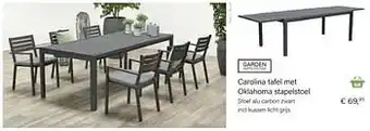 Multi bazar Oklahoma stapelstoel alu carbon zwart incl kussen licht grijs aanbieding