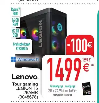 Cora Lenovo Tour Gaming Legion T5 26AMR aanbieding