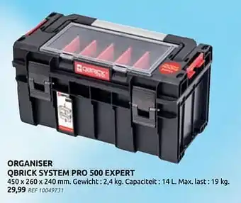 Brico Organiser qbrick system pro 500 expert 450x260x240mm aanbieding