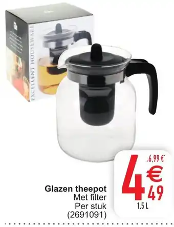 Glazen Theepot Met Filter 1.5L