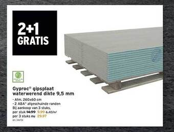 GAMMA Gyproc gipsplaat waterwerend dikte 9,5 mm aanbieding