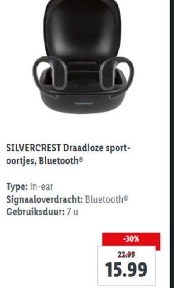 Silvercrest Draadloze Sport Oortjes Bluetooth promotie bij Lidl