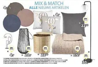 Jysk Lomme Stoelkussen, Aristea Sierkussen, Fjellfiol Rugkussen, Franz Ornament, Melias Lantaarn, Danni Opbergbox, Ballblom Bedspr aanbieding