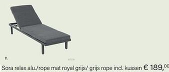 Multi bazar Sora relax alu.-rope mat royal grijs- grijs rope incl. kussen aanbieding