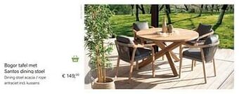 Multi bazar Santos dining stoel acacia - rope antraciet incl. kussens aanbieding