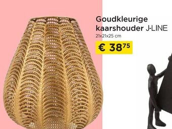 Goudkleurige kaarshouder j-line