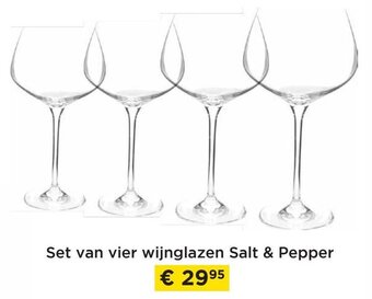 Set van vier wijnglazen salt & pepper