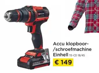 Accu klopboor-/schroefmachine einhell TE-CD 18/45