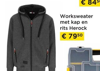 Molecule Worksweater met kap en rits herock aanbieding
